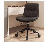 Armless Modern Desk Chair, Faux Leather Swivel Task Chair with Wheels for Office, Living Room, Bedroom, Vanity Room
