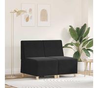 Armless Modular Sofa Unit Velvet Black 55 x 74 x 82 cm Plush Upholstery Set 2pc