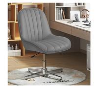Armless Office Desk Chair No Wheels,PU Leather Padded Modern Swivel Vanity Chair,Mid Back Ergonomic Adjustable Wide Seat Computer Task Chair for Makeup Vanity (Color : Gray)