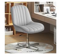 Armless Office Desk Chair No Wheels, PU Leather Padded Swivel Vanity Chair - Ergonomic Mid Back Adjustable Computer Task Chair for Makeup Vanity