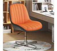 Armless Office Desk Chair with PU Leather Padded Seat, Modern Swivel Design for Ergonomic Comfort in Home Office or Makeup Vanity