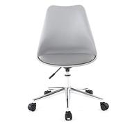 Armless Office Desk Chair with Wheels, Mid Back PU Leather Computer Chair, Adjustable Swivel Task Chair for Home Office - Ergonomic Swivel Desk Chair