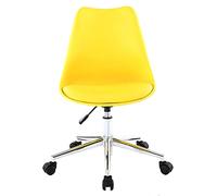 Armless Office Desk Chair with Wheels, Mid Back PU Leather Computer Chair, Adjustable Swivel Task Chair for Home Office - Ergonomic Swivel Desk Chair