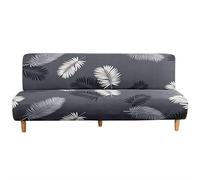 Armless Sofa Bed Cover Spandex Stretch Print Futon Slipcover Non-slip Folding Armless Sofa Cover Seat Couch Protector Fits for 2-3 Seater Folding Sofa Bed without Armrests, 180-210cm(leaf print)