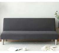 Armless Sofa Bed Cover - Stretch Slipcover for Folding Sofa without Armrests, Washable Protector for 2/3 Seater, Ideal for Homes with Pets or Kids, 14 Colour Options (Light Grey, 120-155cm)