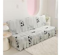 Armless Sofa Bed Cover with Ruffled Skirt, Jacquard Knitted Futon Slipcover, Universal Elastic Washable Furniture Protector for Foldable Sofa Bed,Fits 2/3 Seater Sofa(Size:M(47- 59)in,Color:E)