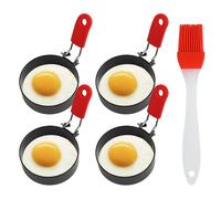 Armo® 4 X Stainless Steel Non Stick Egg Poacher Breakfast Burger Maker Fried Egg Rings with Handle