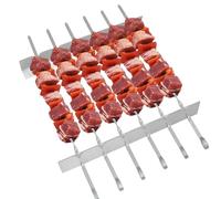 Armo® 6 x BBQ Skewers with BBQ Skewer Rack Stainless Steel Barbecue Rack