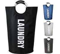 Armo® 90L Large Laundry Basket Foldable Collapsible Freestanding Washing Bin Basket (Black)