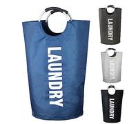 Armo® 90L Large Laundry Basket Foldable Collapsible Freestanding Washing Bin Basket (Blue)