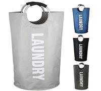 Armo® 90L Large Laundry Basket Foldable Collapsible Freestanding Washing Bin Basket (Light Grey)