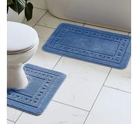 Catherine Lansfield Bathroom Armoni Bath Mat And Pedestal Set Blue