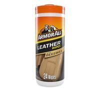Armor All, 24 Beeswax Leather Wipes, Keeps Leather Looking New and Protects Against Stains, Biodegradable Plastic-Free Wipes, Freshness Lock, Ideal for Car & Motorcycle Detailing, Made in UK