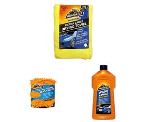 Armor All Microfibre Car Drying Towel,Microfibre Noodle Wash Mitt and Wash & Wax Shampoo