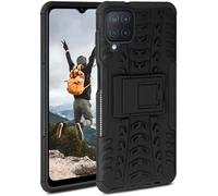 ONEFLOW Tank Case, Compatible with Samsung Galaxy M12, Outdoor Case, Shockproof, Phone Case with Kickstand, Camera and Screen Protector, Mobile Phone Hard Case, Obsidian - Black