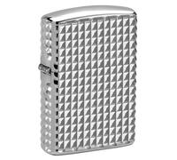 Zippo, Metal lighter with geometric diamond design, shiny and resistant finish, windproof function, ideal for all environments, Taille unique