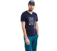 Armor Lux V-Neck T-Shirt with Screen Print, Nomenclature/Marine Deep, S