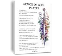 Armor Of God Canvas Wall Art Christian Spiritual Warfare Prayer Wall Art,Victorious Christian Living Quotes Painting Artwork Wall Decor For Home Office Framed 8 * 12 inch