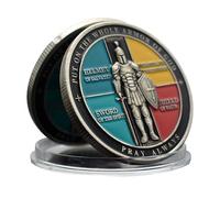 Armor of God Commemorative Coin with Colorful Knight Design, Faith Collectible Coin Featuring Helmet of Salvation, Shield of Faith, and Sword of Spirit, Religious Metal Coin for Display, 4cm Iron Mate