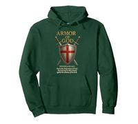 Armor of God - Ephesians Bible Verse Pullover Hoodie, Adult Unisex, Dark Green, Medium