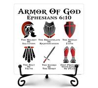 Armor of God Sign, Rustic Christian Decor, Farmhouse Home Decor Office Decor, Inspirational Christian Gifts for Women Men, Vintage Decor for Living Room Bedroom Bathroom, 5" x 5"-273