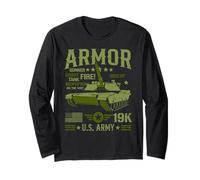 Armor of US Military M1 Abrams Battle Tank 19K Tanker Long Sleeve T-Shirt