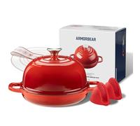 Armorbear Dutch Oven for Bread Making-5QT Cast Iron Sourdough Dutch Oven Pot with Lid, Enameled Round Cast Iron Bread Pot with Dome Lid for Homemade, Gifts for Sourdough Bakers, Red