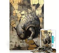 Armored Armadillo on Stone for Adults 1000 Piece Jigsaw Puzzle Indoor Fun Smooth Thick Family Activity Birthday Art Gift (38x26cm)