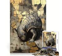 Armored Armadillo on Stone for Adults 1000 Piece Jigsaw Puzzle Indoor Fun Smooth Thick Family Activity Birthday Art Gift (38x26cm)