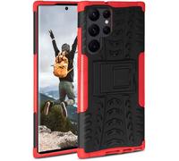 ONEFLOW Tank Case Compatible with Samsung Galaxy S22 Ultra - Outdoor Shockproof Mobile Phone Cases, Phone Covers with Stand, Camera and Screen Protection, Hard Case Armoured Case, Vulcano - Red