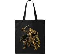 Armored elf warrior preparing attack Natural Ecological Cotton Tote Bag Black