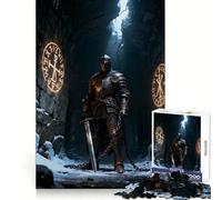 Armored Knight in Icy Cave Jigsaw Puzzle 1000 Piece for Adults Stress Less Indoor Fun Home Enjoyable Night Play (38x52cm)