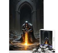 Armored Knight Warrior in A Dark Archway Glowing Sword 1000 Piece Jigsaws for Teenagers Boost Memory Retention Effectively Calming Relaxing Leisure Game (50x75cm)