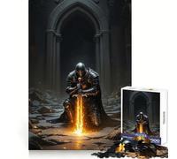 Armored Knight Warrior in A Dark Archway Glowing Sword 1000-piece Puzzle for Adults Logic Fun Pastime Game Home Enjoyable Birthday Present (38x26cm)