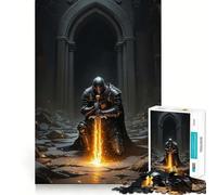 Armored Knight Warrior in A Dark Archway Glowing Sword 1000-piece Puzzle for Adults Logic Fun Pastime Game Home Enjoyable Birthday Present (38x26cm)