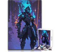 Armored Knight with Blue Flames Jigsaw for Adults 1000 Pieces Focus Building Educational Activity for Festive Occasions Size 38x52cm