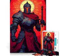 Armored Knight with Fiery Sword And Sacred Flame 1000 Piece Jigsaw Puzzle for Adults Creative Fun Sharp Color Fun Challenge Birthday Art Gift (38x26cm)
