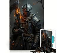 Armored Knight with Flaming Axe Jigsaw Puzzles for Adults 1000 Pieces Restful Game Accurate Cut Family Bond Fine Art (50x75cm)