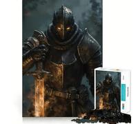 Armored Knight with Glowing Sword Puzzles for Adults 1000 Piece Mental Skill Sharp Cut Enjoyable Challenge Xmas Present (38x52cm)