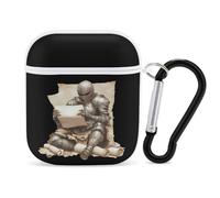 Armored Knights Reading Treasure Map Funny Headphone Cases Compatible with AirPods 1&2 Hard PC Protective Cover with Keychain