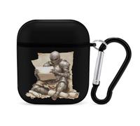Armored Knights Reading Treasure Map Funny Headphone Cases Compatible with AirPods 1&2 Hard PC Protective Cover with Keychain