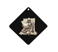 Armored Knights Reading Treasure Map Hanging Car Air Fresheners 1Pcs Aromatherapy Tablets Automotive Fragrance Scented Card Decor Rhombus