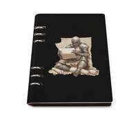 Armored Knights Reading Treasure Map Portable Refillable Notebook A5 Binder 6 Ring Planner Book Cover PU Leather Notebooks with 90 Sheets Paper