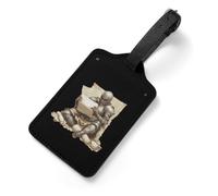 Armored Knights Reading Treasure Map PU Leather Luggage Tags Privacy Cover ID Label Personalized Suitcase Tag for Travel Backpack 7x12cm