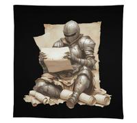 Armored Knights Reading Treasure Map Rectangular Tablecloth Washable Table Cloth Cover for Dining Kitchen Party Farmhouse 55"x55"