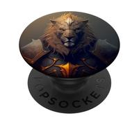 Armored lion the symbol of strength PopSockets Adhesive PopGrip