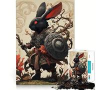 Armored Rabbit Warrior with Red Eyes 1000 Piece Jigsaw Puzzles for Adults Stress Free DownTime Game Enjoyable Challenge Nice Art (50x75cm)