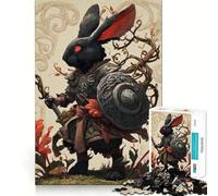 Armored Rabbit Warrior with Red Eyes 1000 Piece Jigsaws for Adults Puzzle Unwind Game Sharp Edge Playful Challenge Home Accent (38x52cm)