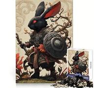 Armored Rabbit Warrior with Red Eyes for Adults 1000 Piece Puzzle Cognitive Train Clean Connection Pattern Build Room Art (38x26cm)