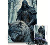 Armored Rider on Wolf in Winter Forest Jigsaw Puzzles 1000 Pieces for Teenagers Sharp Brain Neat Thick Family Pastime Christmas Idea (38x26cm)